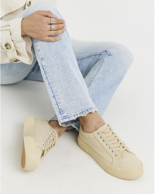Simply Be Blue Canvas Trainer Chunky Ribbed Sole Exwide