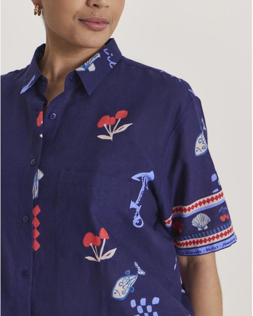 Simply Be Blue Dolce Vita Beach Shirt And Short Co-Ord