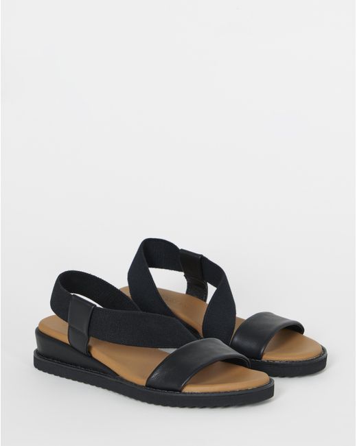 Heavenly Soles Black Asymmetric Wedge Sandal Ex Wide