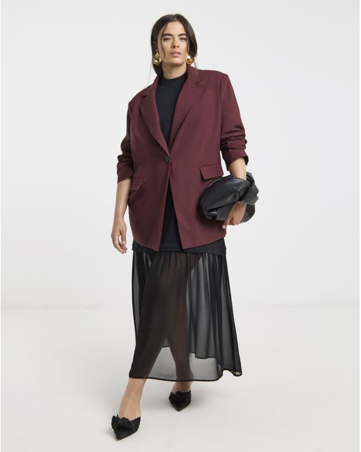 Simply Be Red Oversized Single Breasted Blazer