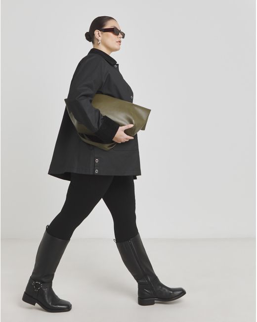 Simply Be Black Cord Collar Waxed Jacket