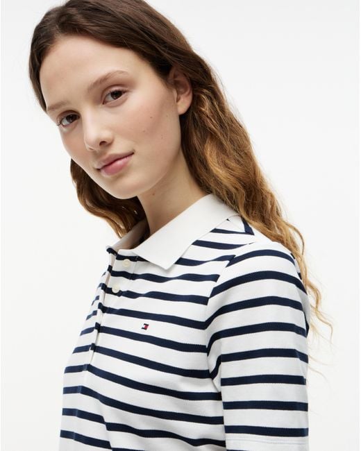 Tommy Hilfiger White 1985 Stripe Pique Polo Ss