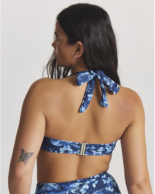 Figleaves Blue Lisbon Halterneck Underwired Bikini Top