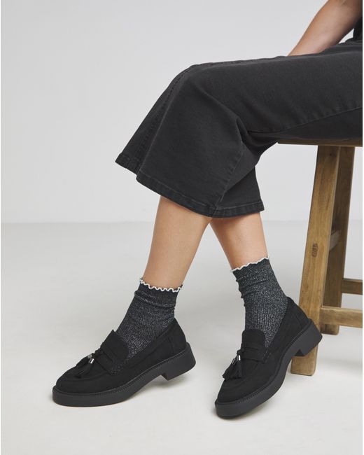 Simply Be Black Tassel Chunky Loafer Wide