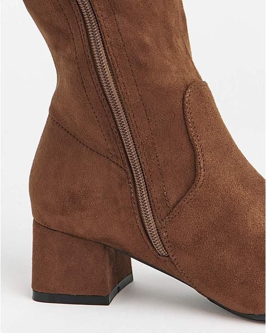 JD Williams Natural Low Block Heel Knee High Boot E C