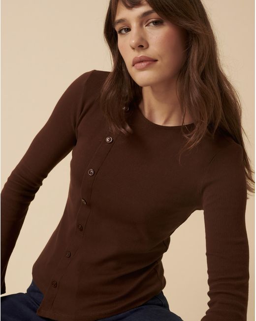 Nobody's Child Brown Asymetric Knit Top