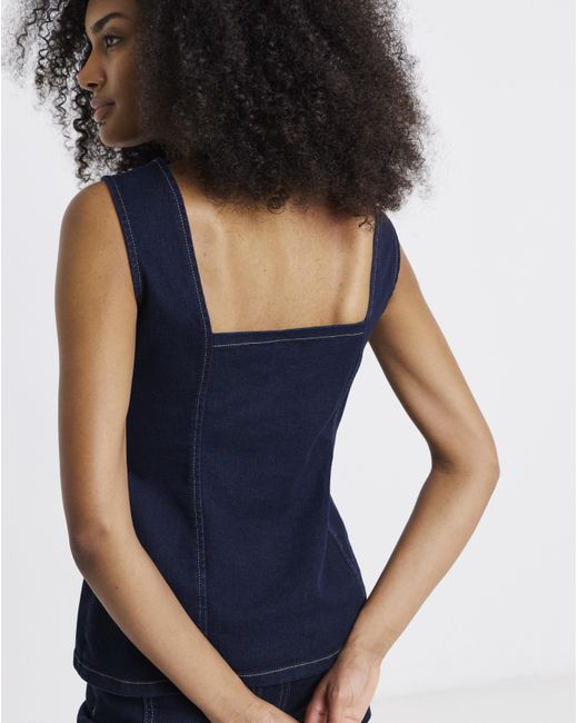 Simply Be Blue Statement Button Denim Top