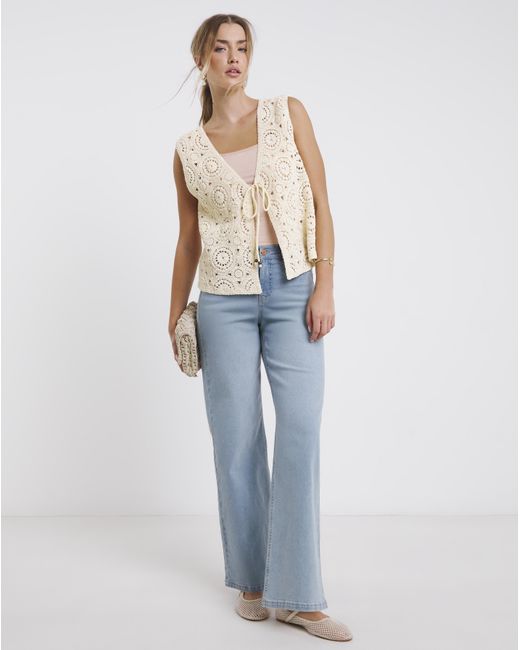 Simply Be Natural Crochet Tie Front Waistcoat
