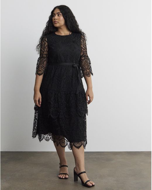 Joanna Hope Black Structured Lace Dress