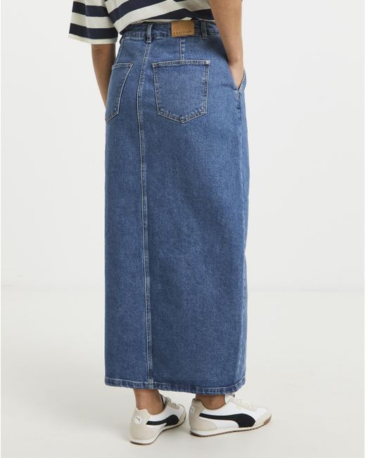 Simply Be Blue Lace Detail Denim Maxi Skirt