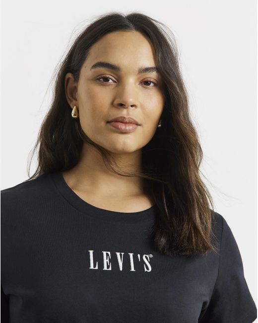 Levi's Black Perfect Tee Embroidered Caviar