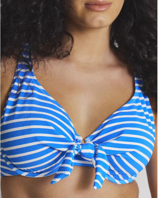 Figleaves Blue Tie Front Underwired Bikini Top