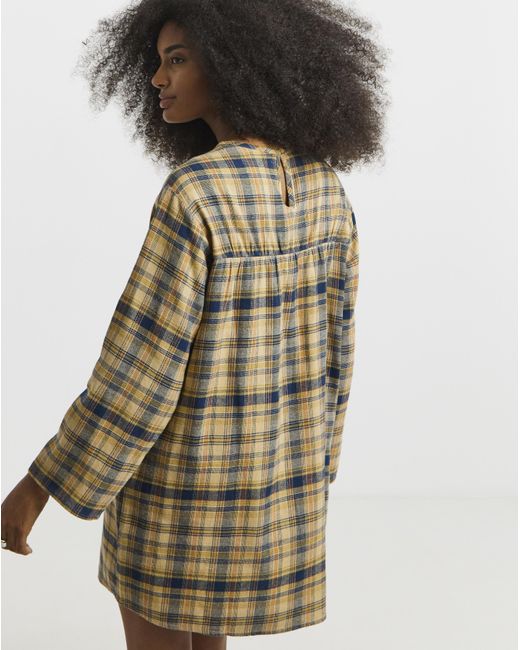 Native Youth Natural Gingham Mini Dress