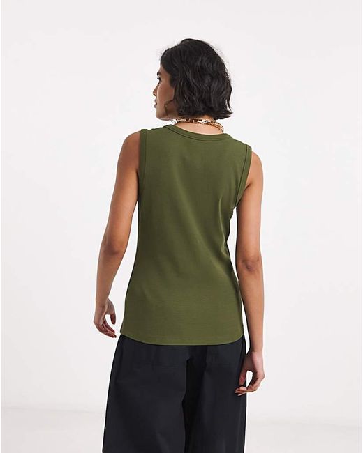 Simply Be Green Ribbed Button Through Vest
