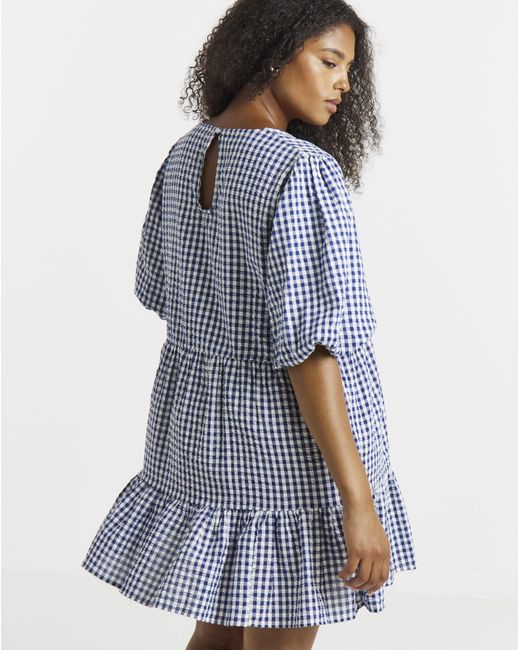 Simply Be Blue Gingham Apron Dress