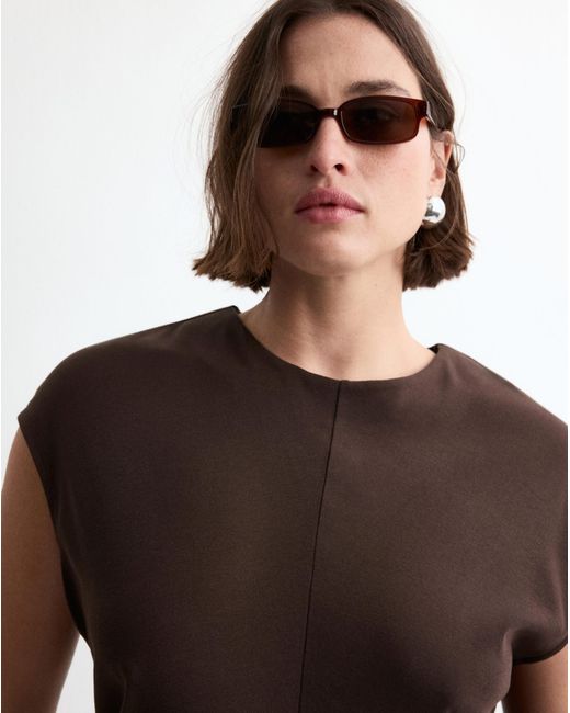 Mango Brown Mini Dress With Draped Detail