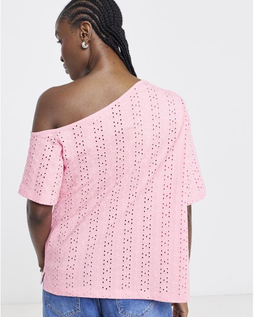 Simply Be Pink Off Shoulder Broderie