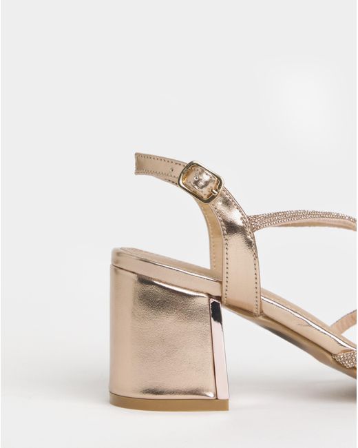 JD Williams Natural Block Heel Diamante Sandal Wide
