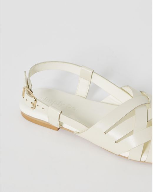 Simply Be White Woven Slingback Sandals Extra Wide Fit