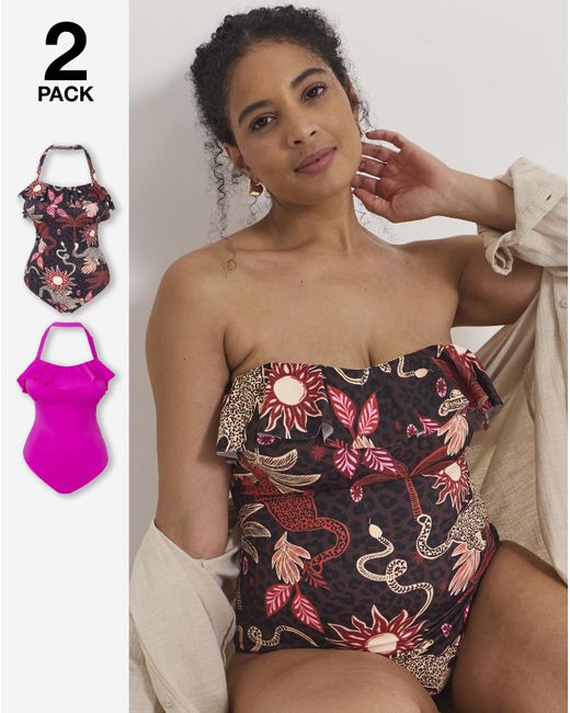 Simply Be Red Value 2 Pack Swimsuits