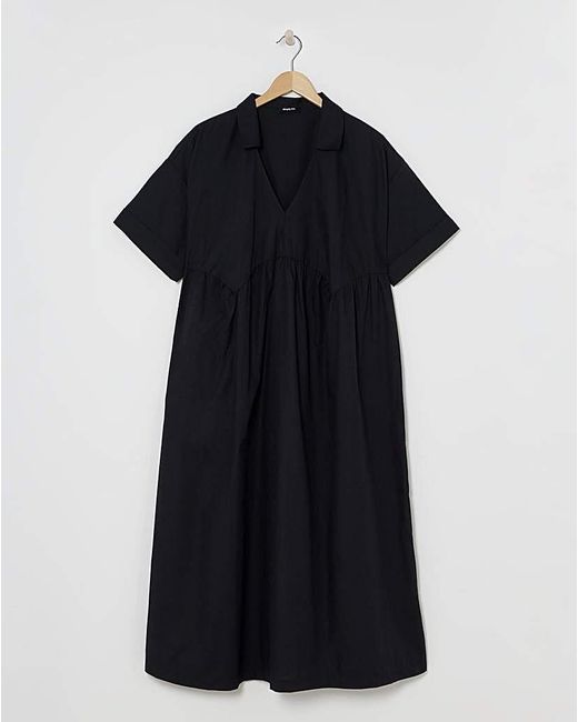 Simply Be Black Cotton Collared Midi Dress