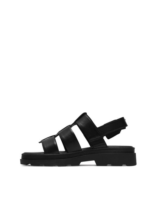 Clarks Black Arwell Leather Sandal E Fit