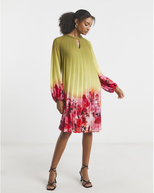 Joanna Hope Multicolor Ombre Pleated Shift Dress