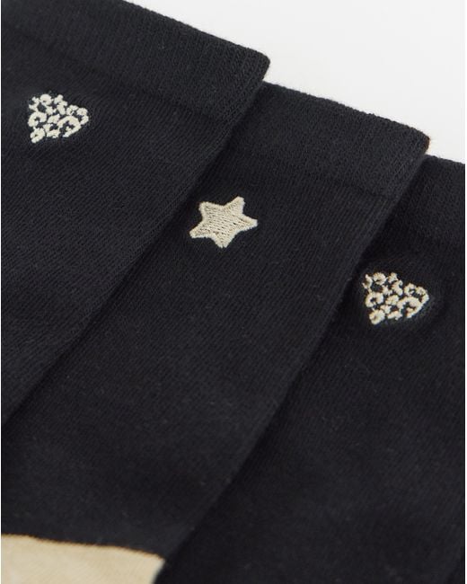 Pretty Secrets Black 5Pk Embroidered Socks