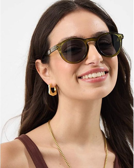 Accessorize Green Round Preppy Sunglasses