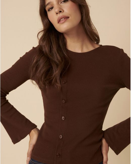 Nobody's Child Brown Asymetric Knit Top