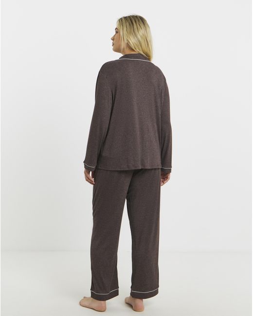Pretty Secrets Brown Button Through Pj Set
