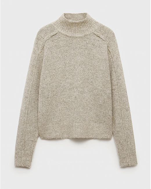 Mango White Creme High Neck Sweater
