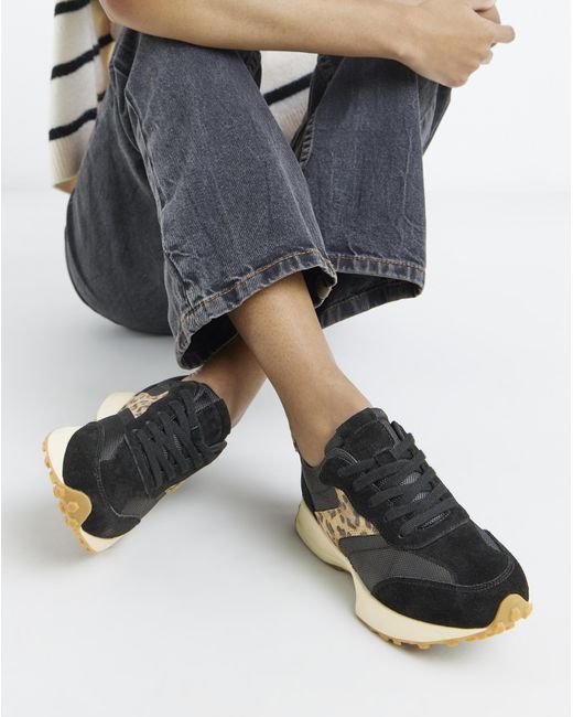 Simply Be Blue Retro Runner Trainer Ex Wide Fit