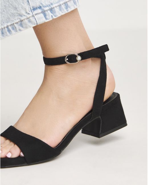 Simply Be Blue Barely There Low Block Heel Standard
