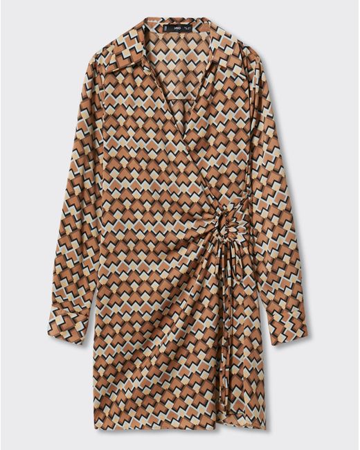 Mango Brown Print Wrap Dress