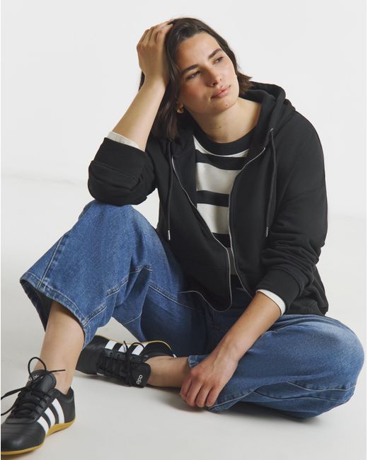 Simply Be Black Core Zip Through Hoodie