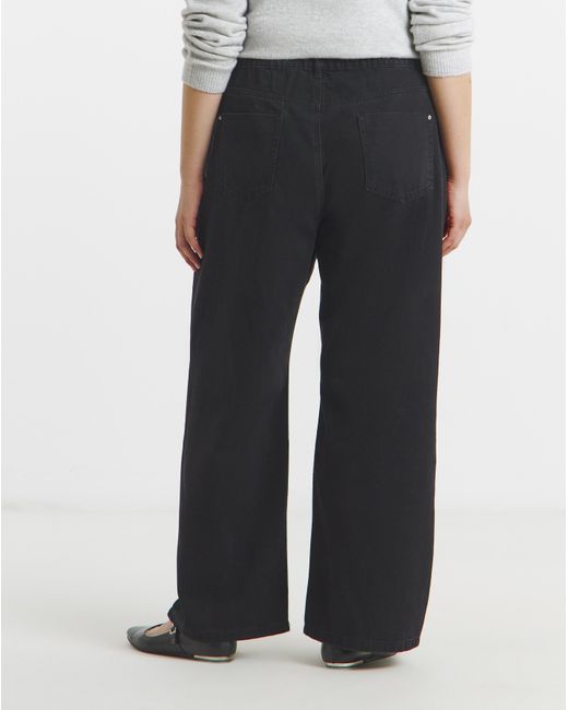 Simply Be Blue Pleat Detail Wide Jeans
