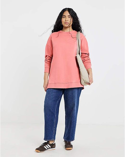 Simply Be Pink Side Split Sweatshirt Tunic