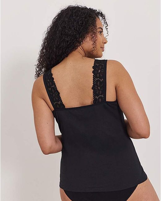 Pretty Secrets Black 2 Pack Lace Trim Vests