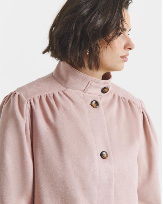 Simply Be Blue Funnel Neck Suedette Jacket