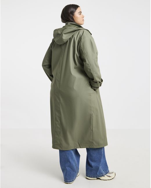 Simply Be Green Longline Rubberised Raincoat