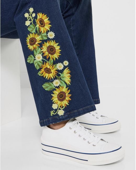 Joe Browns Blue Jb Sophia Sunflower Flared Jeans