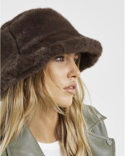 JD Williams Brown Faux Fur Bucket Hat