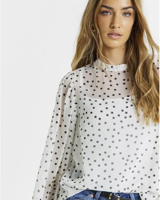 Simply Be White Exaggerated Sleeve Blouse