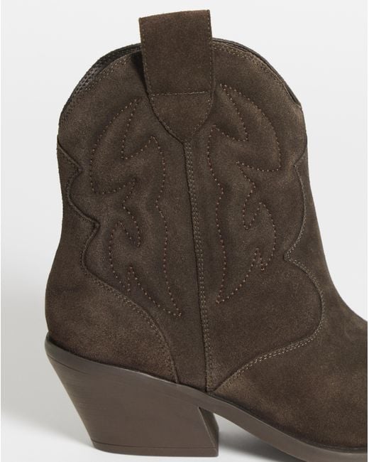 Simply Be Blue Embroidered Ankle Western Boots Ex Wide