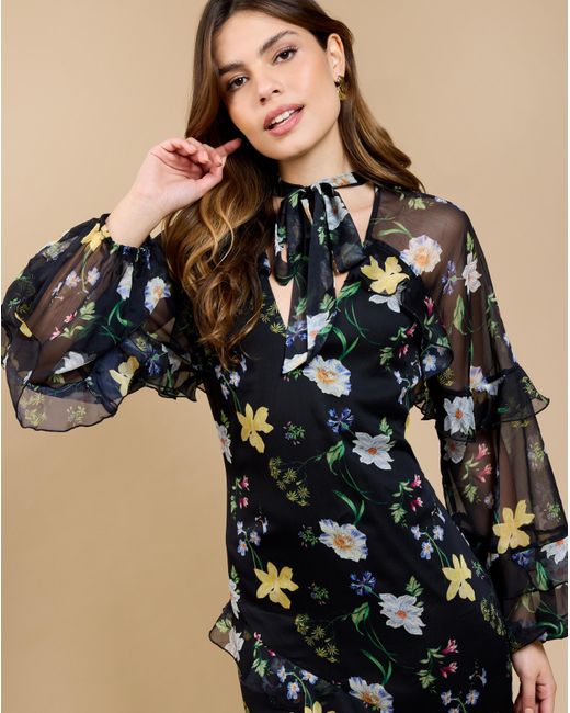 Little Mistress Natural Lm Floral Frill Dress