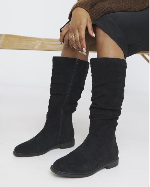 JD Williams Blue Knee High Ruched Boot Eee Std