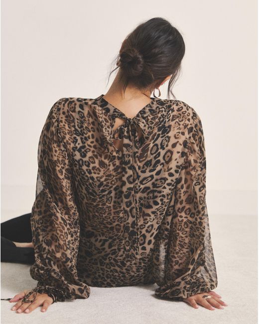 Simply Be Brown Georgette High Neck Blouse