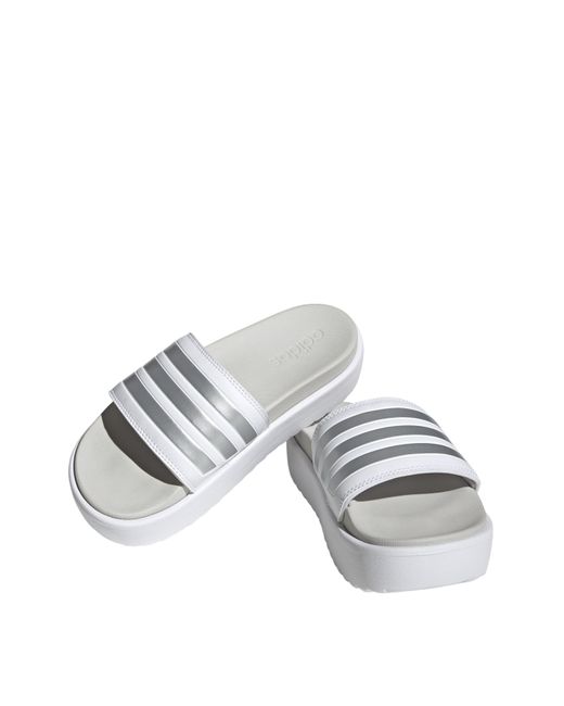 Adidas White Adilette Platform Slides