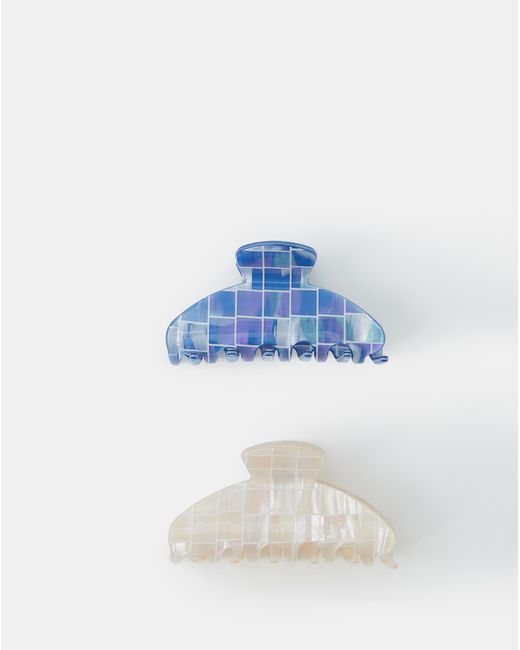 Accessorize Blue 2-Pack Tile Resin Claw Clips